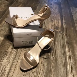 David’s Bridal metallic gold bridal heel.